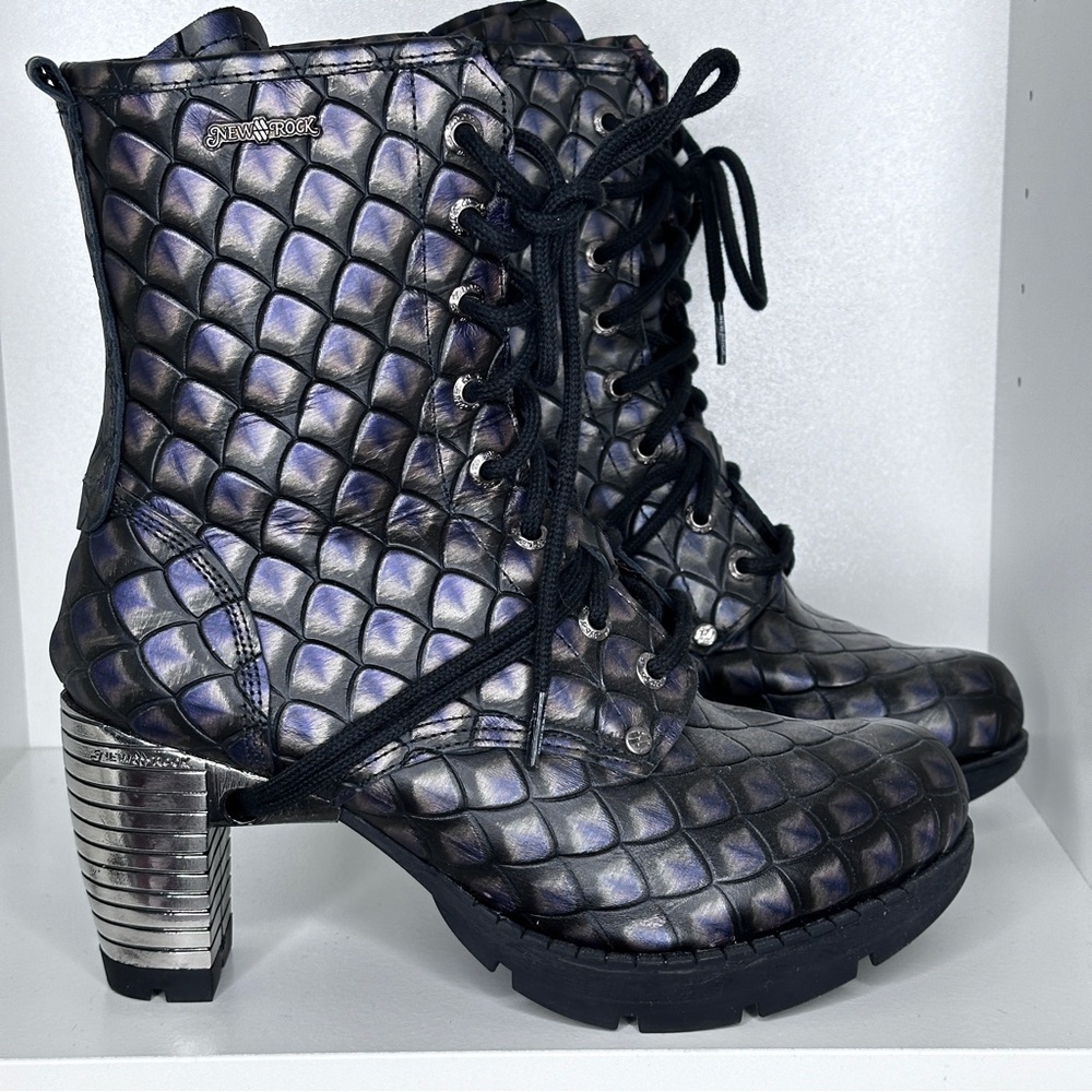 New Rock Mermaid Scales Purple ankle boots